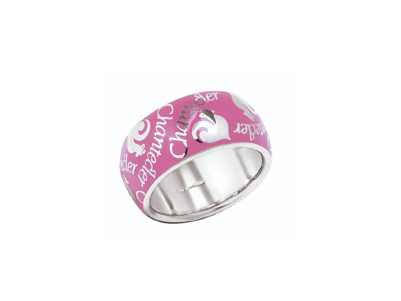 SILVER BAND RING WITH PINK ENAMEL ET VOILA’ CHANTECLER 32309