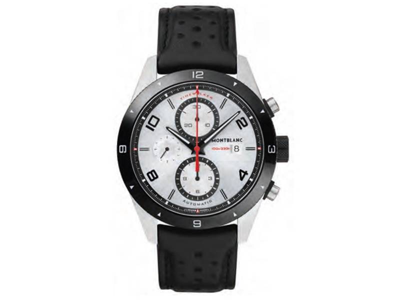 CHRONOGRAPH AUTOMATIC MEN’S WATCH STAINLESS STEEL/LEATHER WITH CERAMIC BEZEL TIMEWALKER MONTBLANC 116100