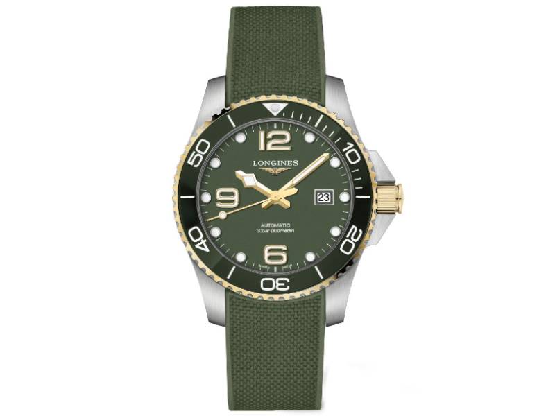 OROLOGIO AUTOMATICO ACCIAIO/CAUCCIU’ LUNETTA IN CERAMICA HYDROCONQUEST LONGINES L3.782.3.06.9