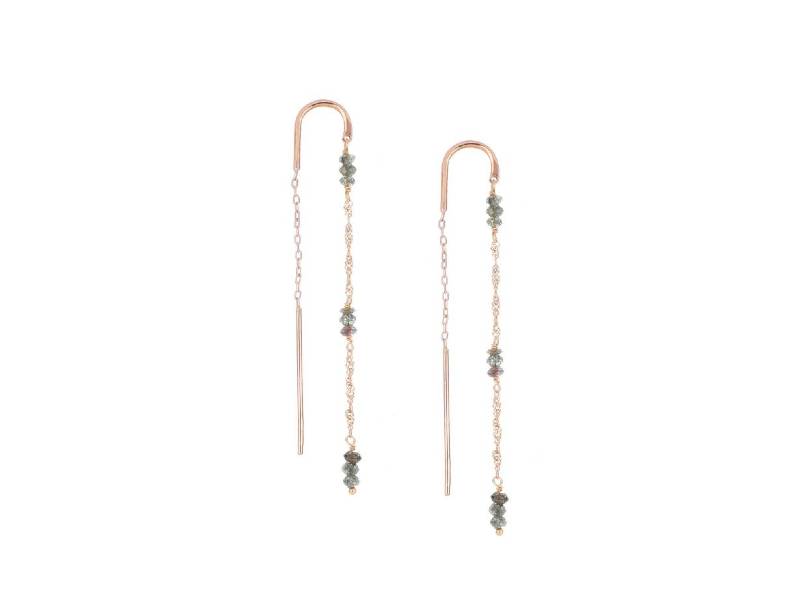 ORECCHINI AD AGO IN ORO ROSA CON DIAMANTI GRIGI MAMAN ET SOPHIE ORPTADB