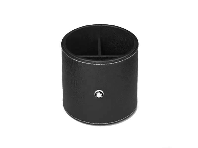 PORTAPENNE ROTONDO IN PELLE NERA MONTBLANC 133163